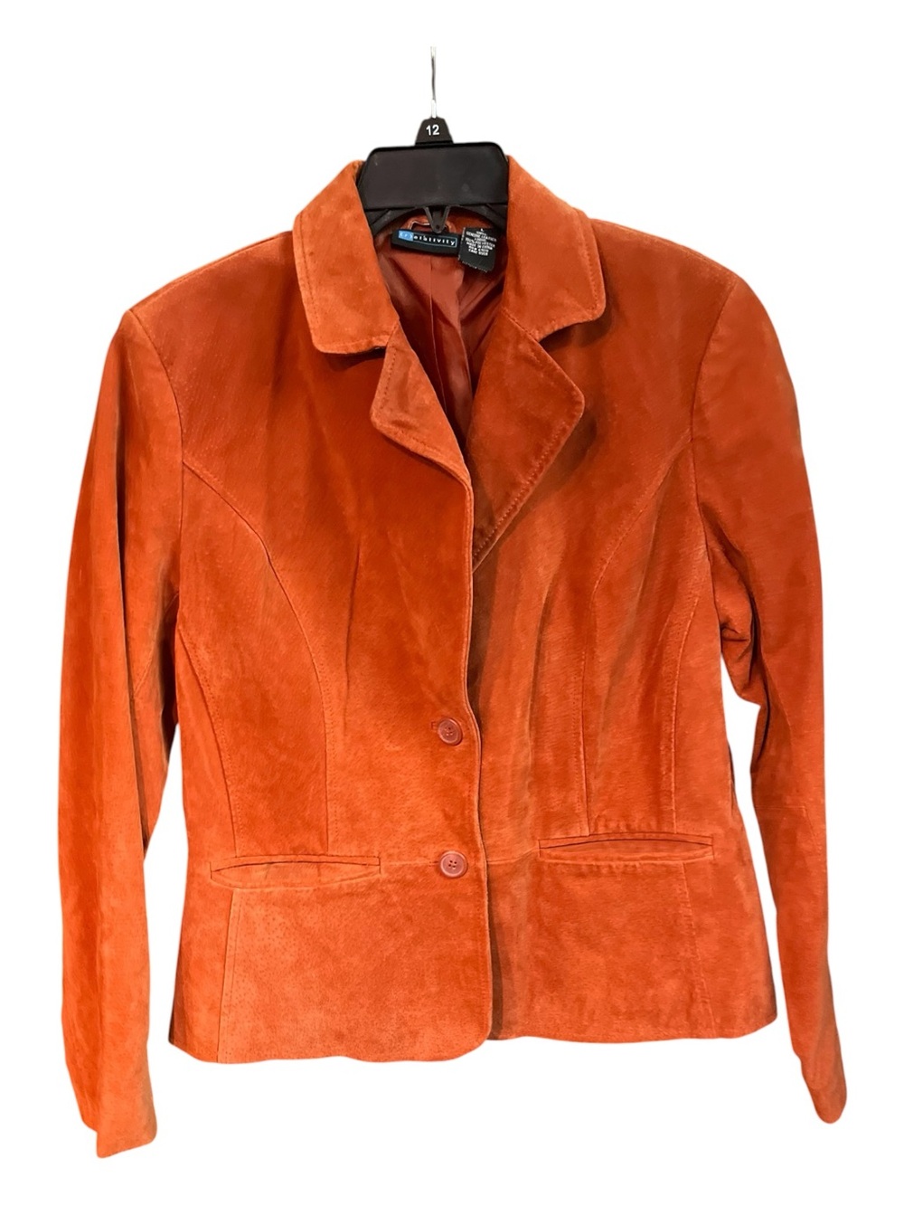 Relativity Burnt Orange Genuine Suede Leather Blazer Jacket Size Large - Picture 2 of 10